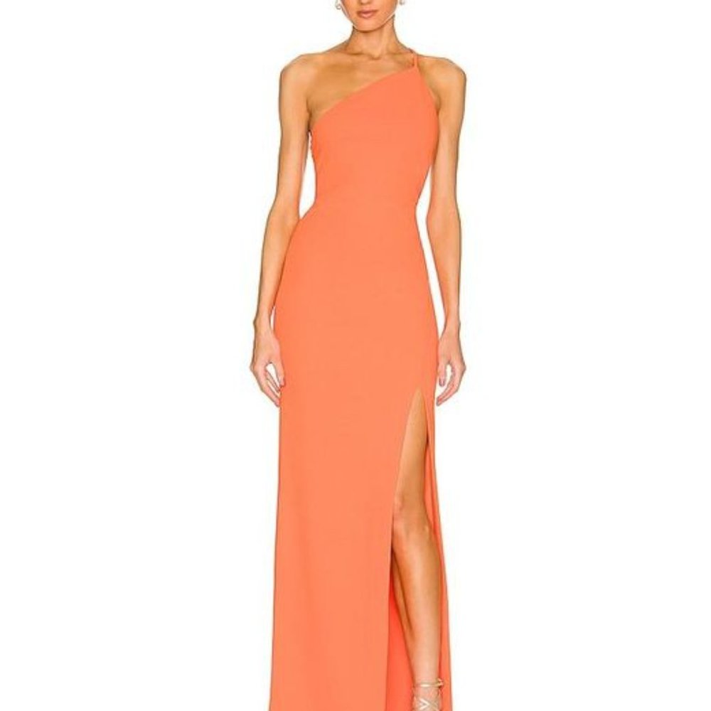 Solace London x Revolve Petch One-Shoulder Maxi Dress 4 High Slit Open Back NWT